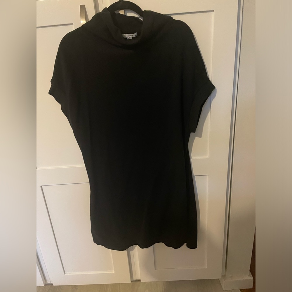 James Perse Standard Black Funnel Neck Sweater Dress Size 2 (Medium)